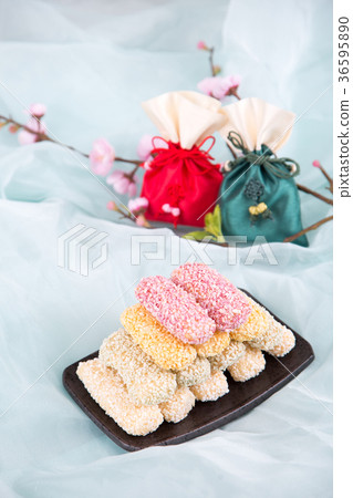 Isolated shot in studio - the Korean traditional colorful refreshments. 092 Isolated shot in studio - the Korean traditional colorful refreshments. 092 36595890
