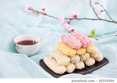 Isolated shot in studio - the Korean traditional colorful refreshments. 094 Isolated shot in studio - the Korean traditional colorful refreshments. 094 36595894