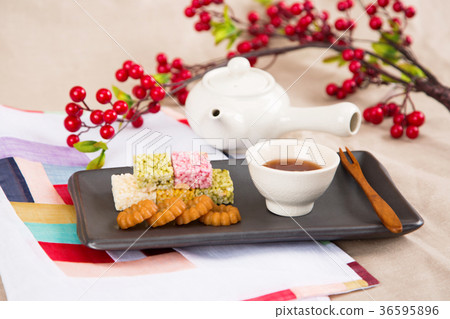 Isolated shot in studio - the Korean traditional colorful refreshments. 095 Isolated shot in studio - the Korean traditional colorful refreshments. 095 36595896
