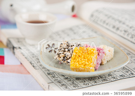 Isolated shot in studio - the Korean traditional colorful refreshments. 097 Isolated shot in studio - the Korean traditional colorful refreshments. 097 36595899