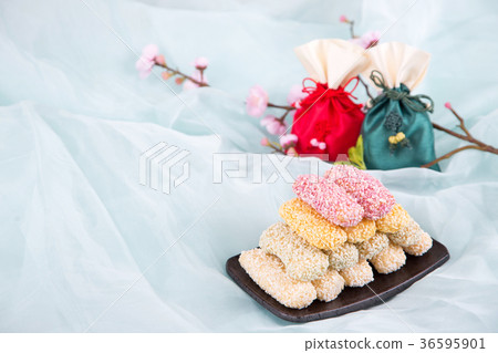 Isolated shot in studio - the Korean traditional colorful refreshments. 099 Isolated shot in studio - the Korean traditional colorful refreshments. 099 36595901