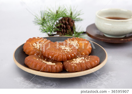 Isolated shot in studio - the Korean traditional colorful refreshments. 101 Isolated shot in studio - the Korean traditional colorful refreshments. 101 36595907