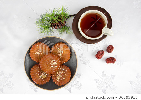 Isolated shot in studio - the Korean traditional colorful refreshments. 105 Isolated shot in studio - the Korean traditional colorful refreshments. 105 36595915