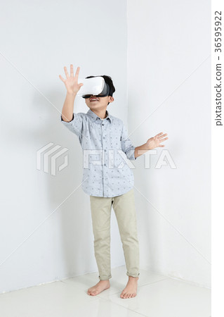 Young father and son playing with a VR game. 311 Young father and son playing with a VR game. 311 36595922