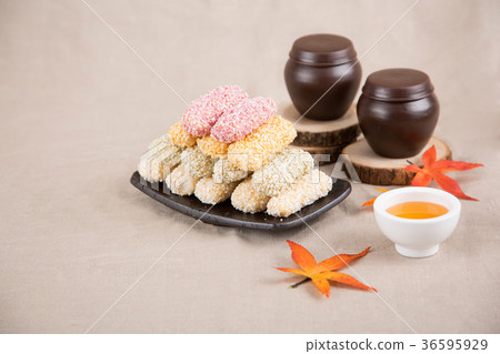 Isolated shot in studio - the Korean traditional colorful refreshments. 115 Isolated shot in studio - the Korean traditional colorful refreshments. 115 36595929