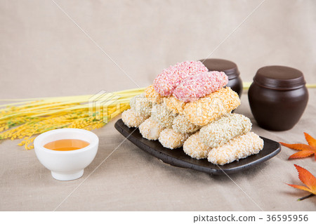 Isolated shot in studio - the Korean traditional colorful refreshments. 129 Isolated shot in studio - the Korean traditional colorful refreshments. 129 36595956