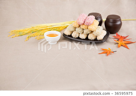 Isolated shot in studio - the Korean traditional colorful refreshments. 137 Isolated shot in studio - the Korean traditional colorful refreshments. 137 36595975