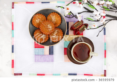Isolated shot in studio - the Korean traditional colorful refreshments. 143 Isolated shot in studio - the Korean traditional colorful refreshments. 143 36595979