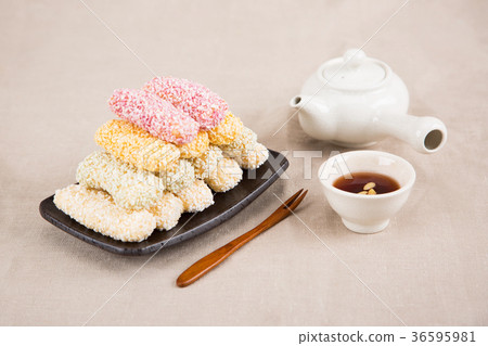 Isolated shot in studio - the Korean traditional colorful refreshments. 121 Isolated shot in studio - the Korean traditional colorful refreshments. 121 36595981