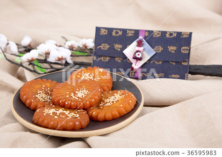 Isolated shot in studio - the Korean traditional colorful refreshments. 122 Isolated shot in studio - the Korean traditional colorful refreshments. 122 36595983