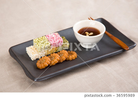 Isolated shot in studio - the Korean traditional colorful refreshments. 141 Isolated shot in studio - the Korean traditional colorful refreshments. 141 36595989