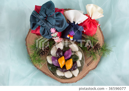 Isolated shot in studio - the Korean traditional colorful refreshments. 180 Isolated shot in studio - the Korean traditional colorful refreshments. 180 36596077