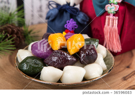 Isolated shot in studio - the Korean traditional colorful refreshments. 204 Isolated shot in studio - the Korean traditional colorful refreshments. 204 36596083
