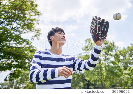 Young guy take a relax in park, sit on green grass and walking in around. 105 Young guy take a relax in park, sit on green grass and walking in around. 105 36596091