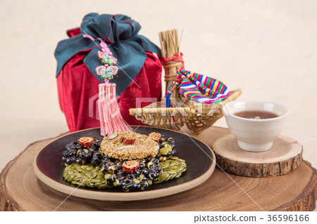 Isolated shot in studio - the Korean traditional colorful refreshments. 219 36596166