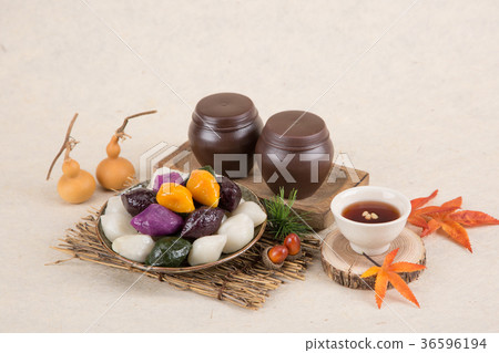 Isolated shot in studio - the Korean traditional colorful refreshments. 217 Isolated shot in studio - the Korean traditional colorful refreshments. 217 36596194
