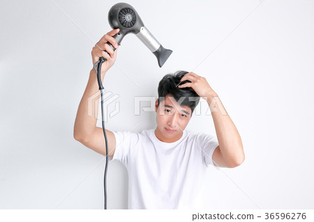 A mugshot of Young guy.- shaving, put lotion, hair dryer, etc. 213 A mugshot of Young guy.- shaving, put lotion, hair dryer, etc. 213 36596276