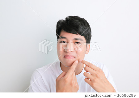 A mugshot of Young guy.- shaving, put lotion, hair dryer, etc. 202 A mugshot of Young guy.- shaving, put lotion, hair dryer, etc. 202 36596299