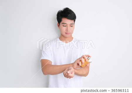 A mugshot of Young guy.- shaving, put lotion, hair dryer, etc. 226 A mugshot of Young guy.- shaving, put lotion, hair dryer, etc. 226 36596311