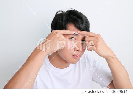 A mugshot of Young guy.- shaving, put lotion, hair dryer, etc. 246 A mugshot of Young guy.- shaving, put lotion, hair dryer, etc. 246 36596341
