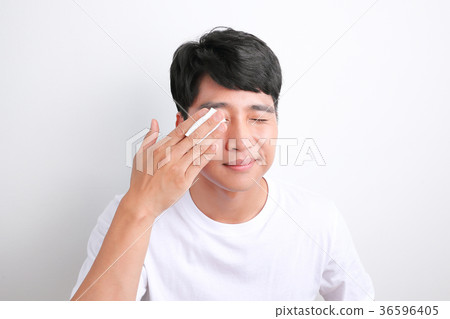 A mugshot of Young guy.- shaving, put lotion, hair dryer, etc. 235 A mugshot of Young guy.- shaving, put lotion, hair dryer, etc. 235 36596405