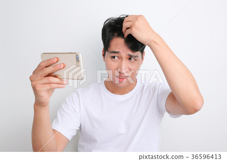 A mugshot of Young guy.- shaving, put lotion, hair dryer, etc. 233 A mugshot of Young guy.- shaving, put lotion, hair dryer, etc. 233 36596413