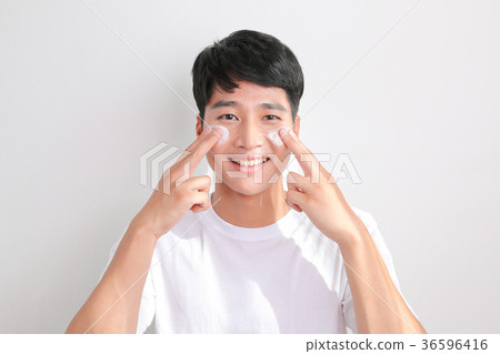 A mugshot of Young guy.- shaving, put lotion, hair dryer, etc. 254 A mugshot of Young guy.- shaving, put lotion, hair dryer, etc. 254 36596416