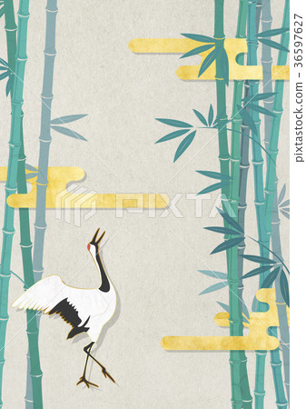 Japanese modern illustration (bamboo, clouds, cranes) Japanese modern illustration (bamboo, clouds, cranes) 36597627