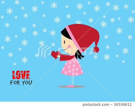 Cute girl holding red heart - Stock Illustration [36598612] - PIXTA