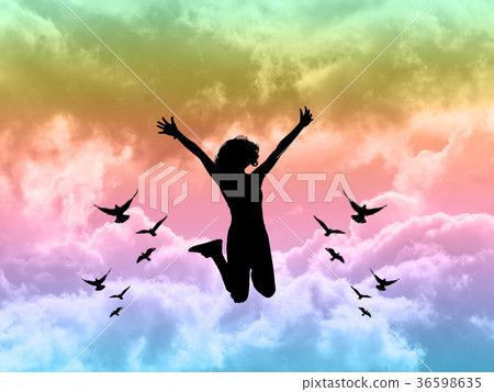 Happy girl jumping 36598635