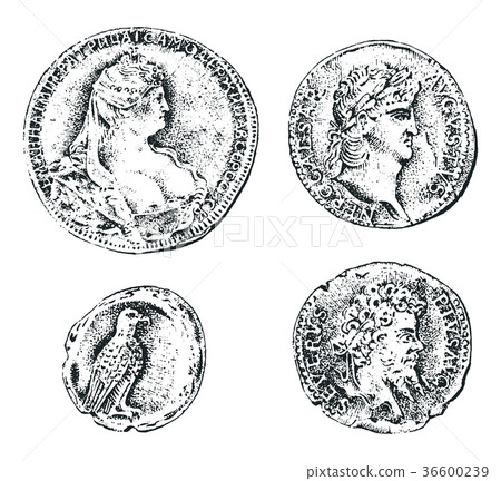 ancient coins or gold and silver money. roman and 36600239