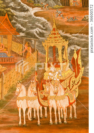 traditional Thai style painting art on temple wal traditional Thai style painting art on temple wal 36600572