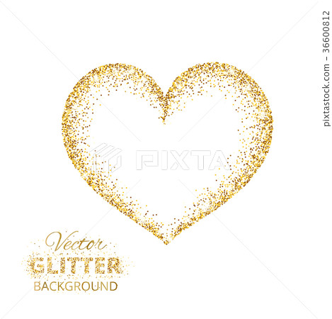 Golden glitter heart frame with space for text 36600812