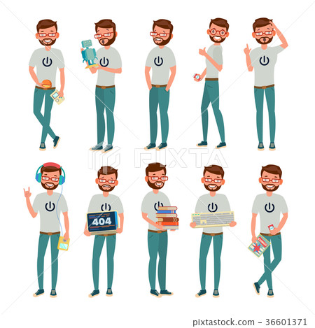 Geek Vector. Man. Isolated Flat Cartoon Character Geek Vector. Man. Isolated Flat Cartoon Character 36601371
