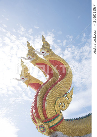Three head naka statue At Watmuang, Ang Thong Three head naka statue At Watmuang, Ang Thong 36601867
