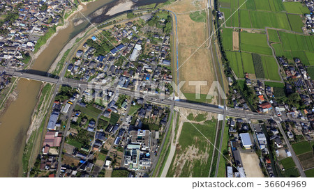 Aerial view August 29, 2017 _ Chikugo River after heavy rain in northern Kyushu 36604969