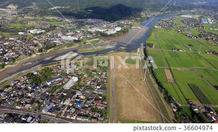 Aerial view August 29, 2017 _ Chikugo River after heavy rain in northern Kyushu Aerial view August 29, 2017 _ Chikugo River after heavy rain in northern Kyushu 36604974