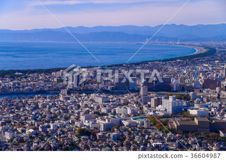 Numazu cityscape seen from Mt. Konuki of autumnal leaves 36604987