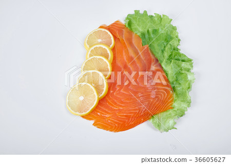 fillet of smoked red fish with lemon and herbs 36605627