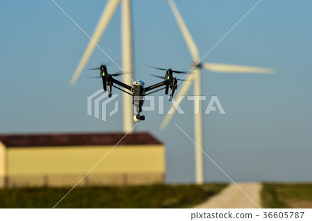 Drone wind farm monitoring Champagne, France Drone wind farm monitoring Champagne, France 36605787
