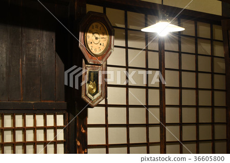 Old light bulb and old clock of old folk house 36605800