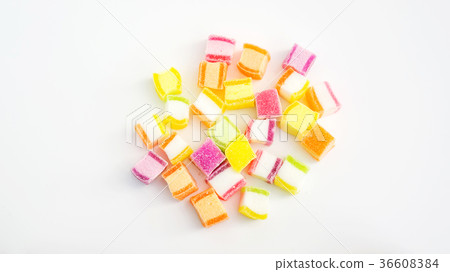 Colorful gummy candy on a white background. Colorful gummy candy on a white background. 36608384