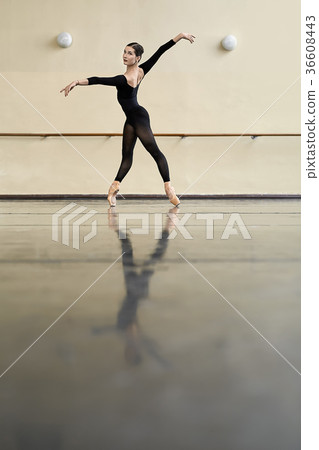 Ballerina posing in dance hall Ballerina posing in dance hall 36608443
