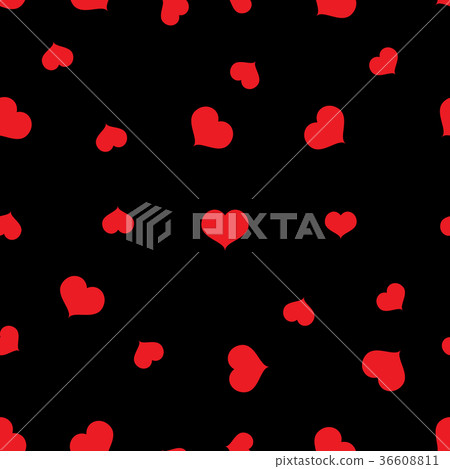 Seamless red hearts pattern on black background - Stock Illustration ...