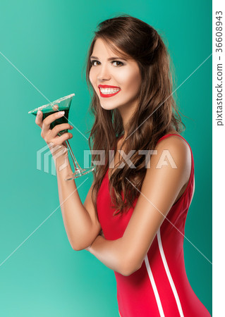 beautiful woman drinks summer cocktail beautiful woman drinks summer cocktail 36608943