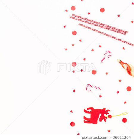 Christmas decoration, candy cane and confetti Christmas decoration, candy cane and confetti 36611264