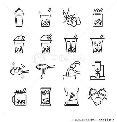 Bubble tea icon set. Bubble tea icon set. 36611406