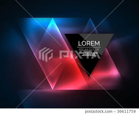 Color neon glowing triangles, abstract background Color neon glowing triangles, abstract background 36611759