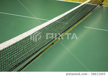 Table tennis, ping-pong table and the white ball 36611943