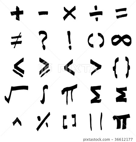 Black handdrawing of basic mathematics symbol Black handdrawing of basic mathematics symbol 36612177